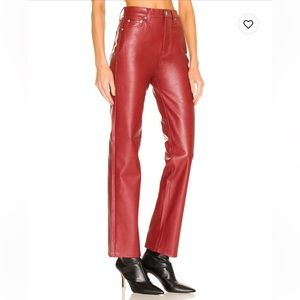 NWT Pistola Red Leather Cassie Straight Leg Pant